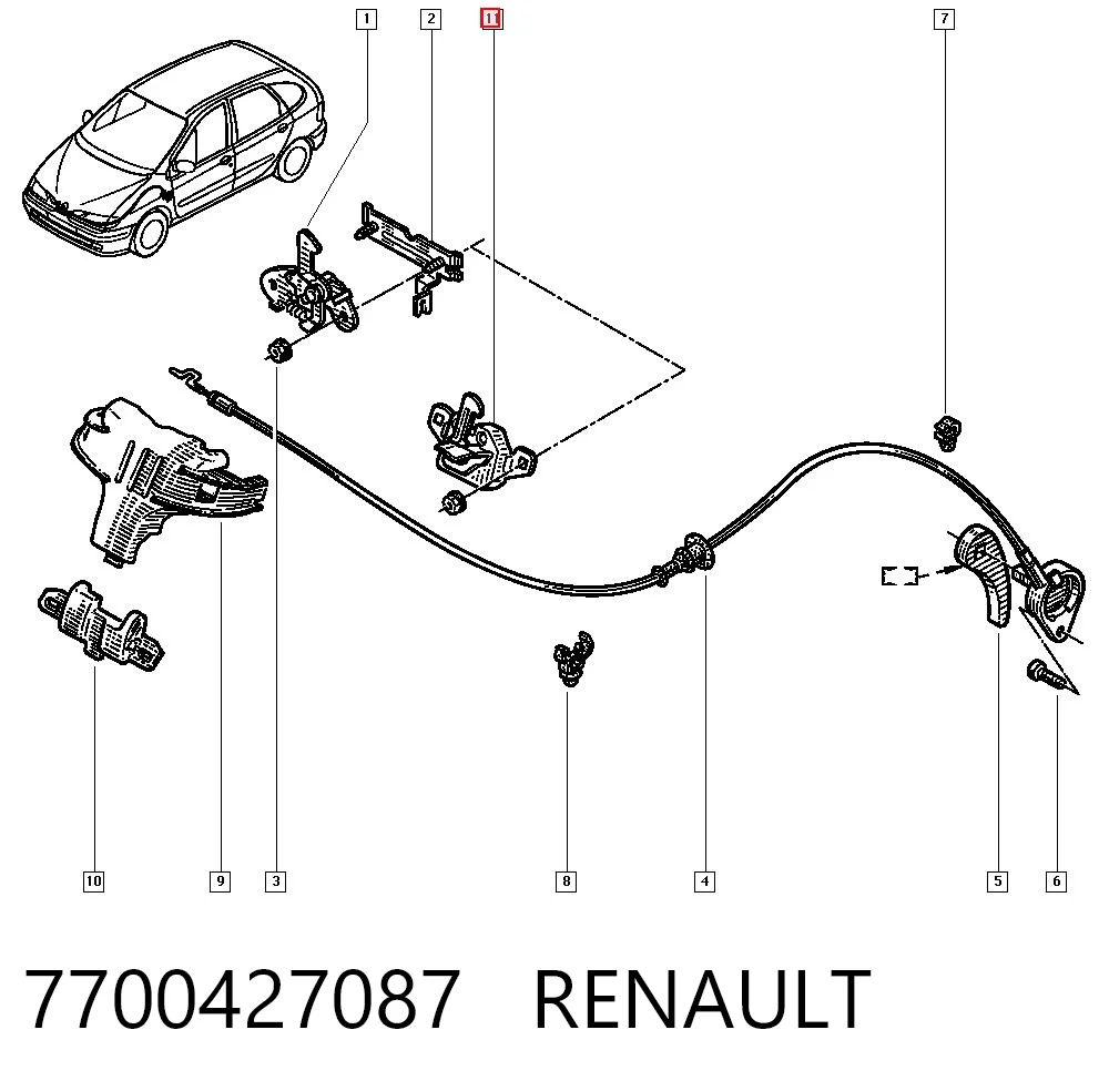 Zamek maski do Renault Scenic I JA0, JA1, FA0