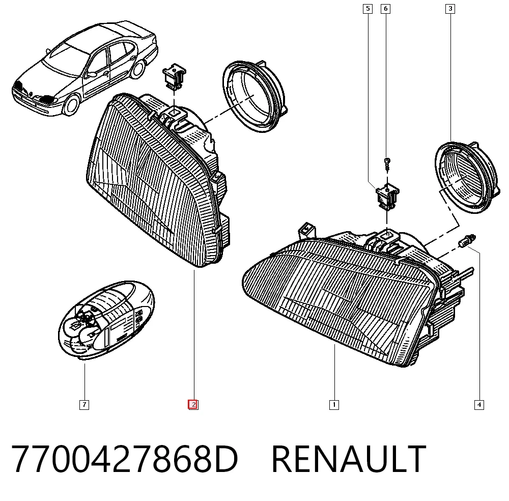Do koszyka Reflektor prawy Renault Megane SCENIC JA0, JA1