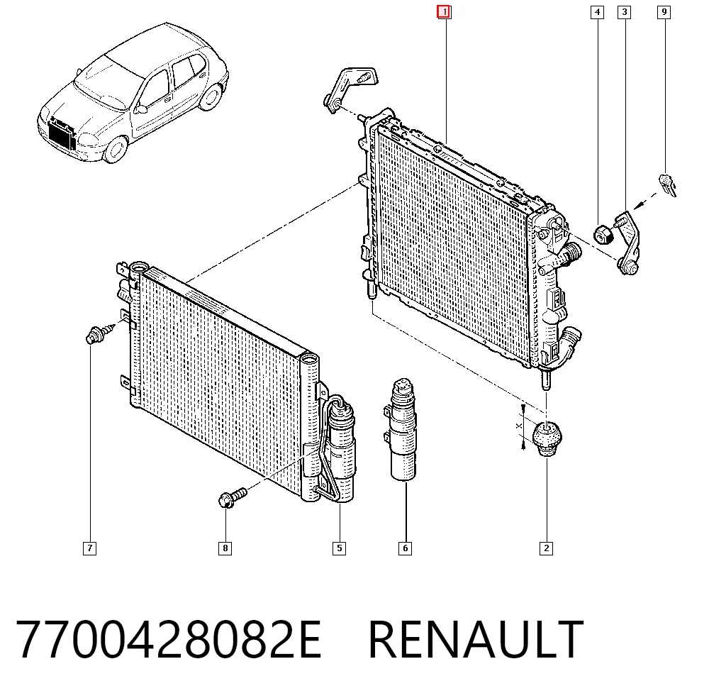 Chłodnica silnika Renault Clio SYMBOL sedana (LU) (2008 - 2026) cena, od 63,02 USD