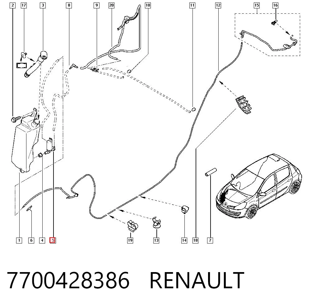 7700428386 Renault (RVI) Pompka spryskiwacza szyby przedniej