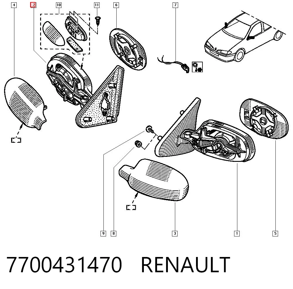 Do koszyka Lusterko wsteczne prawe Renault Megane I LA0, LA1