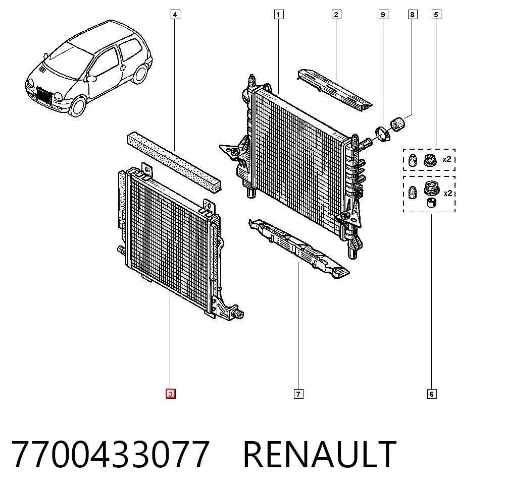 Do koszyka Chłodnica klimatyzacji Renault Twingo I C06