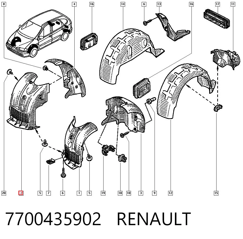 Kupić Nadkole błotnika przedniego prawe Renault Scenic I JA0, JA1, FA0 w dobrej cenie