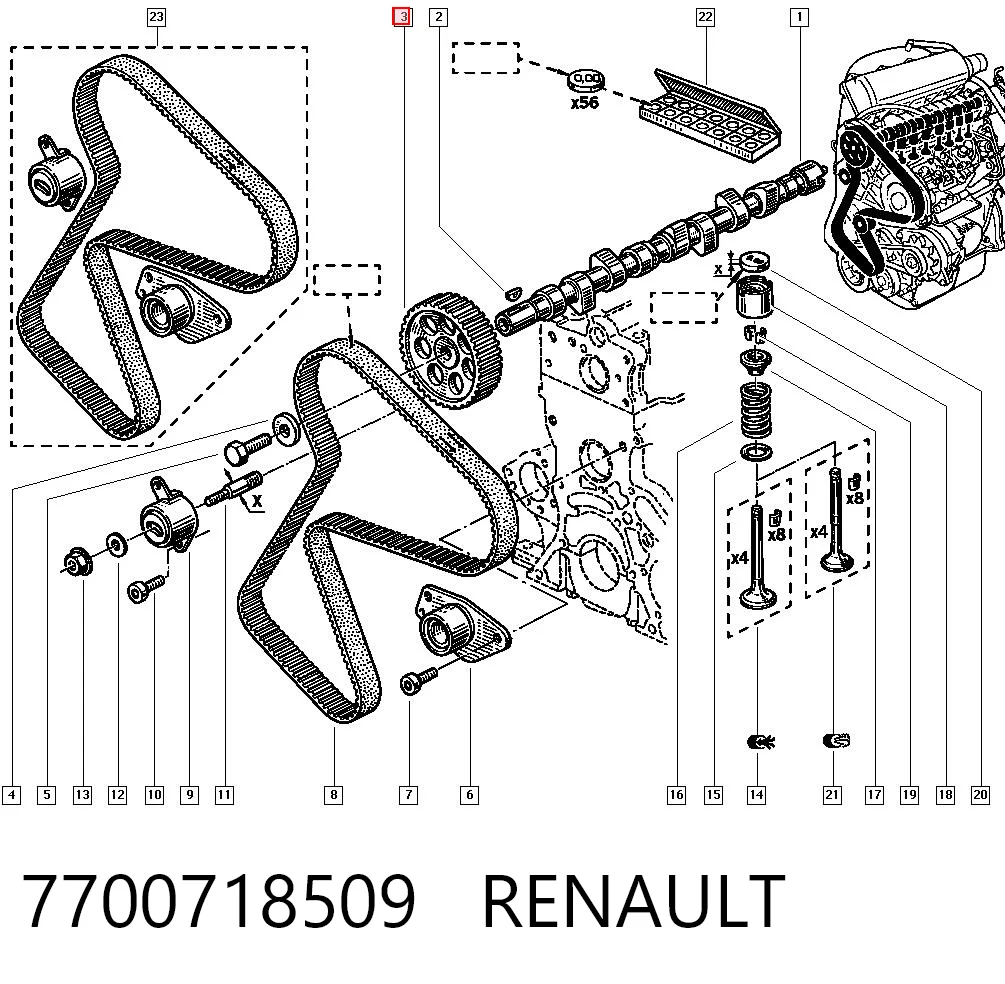 Koło zębatewalcowe wałka rozrządu silnika do Renault 21  L48