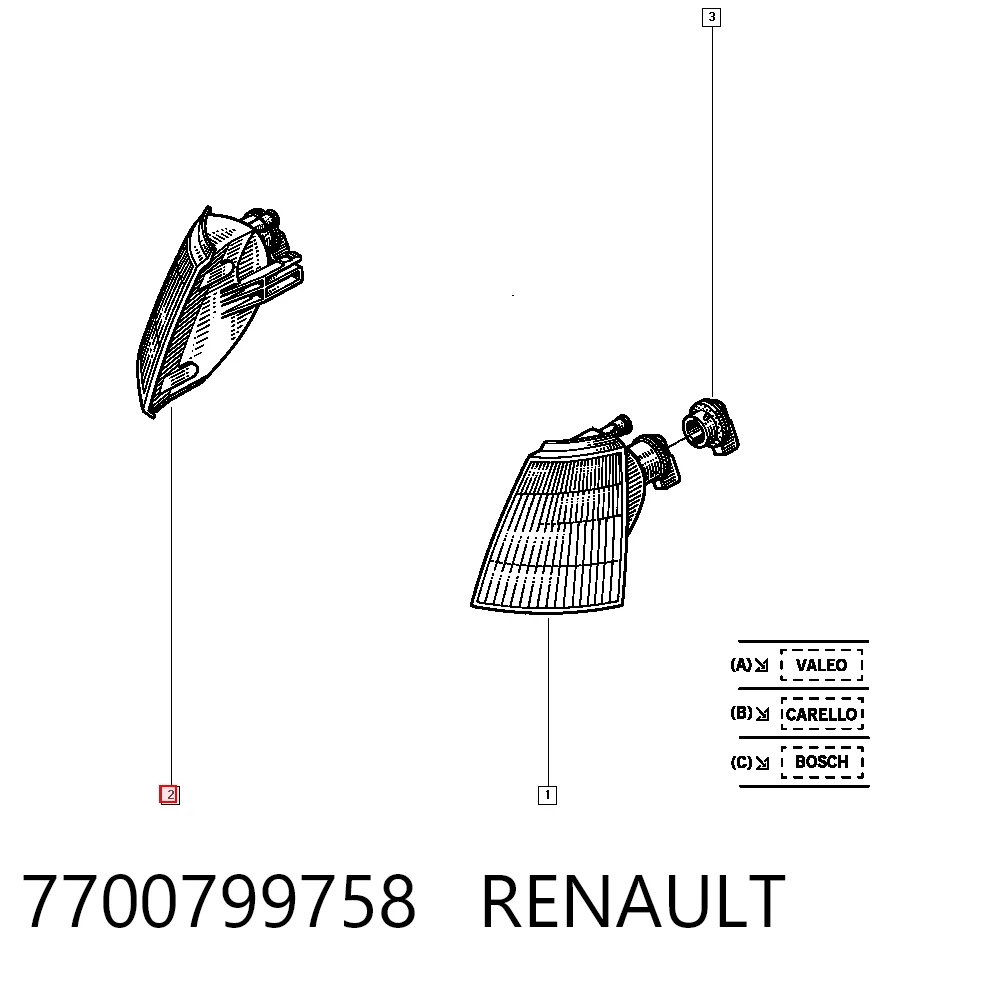 Kierunkowskaz prawy Renault Clio I hatchback (BC57, 5357) (1990 - 1998) cena, od 44,69 USD