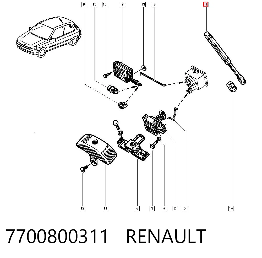 Do koszyka Amortyzator klapy bagażnika (3/5 drzwi-tylnych) Renault Clio I BC57, 5357