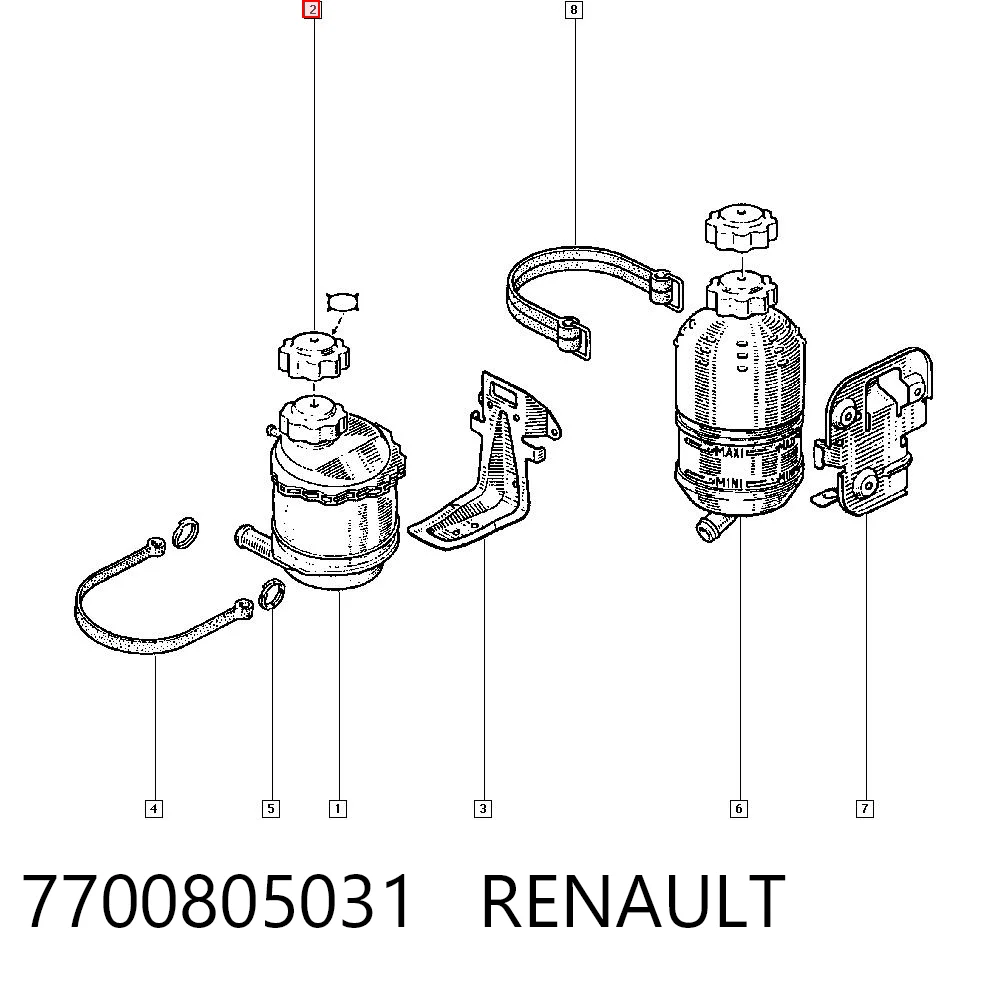 7700805031 Renault (RVI) Pokrywa (korek) zbiornika wyrównawczego