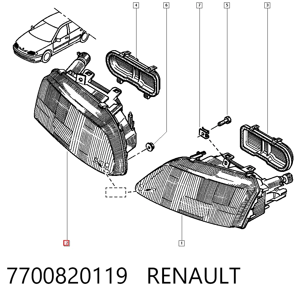 Reflektor prawy Renault Laguna I hatchback (B56, 556) (1993 - 2002) cena, od 52,78 USD