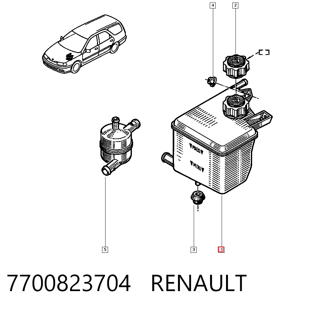 Do koszyka Zbiorniczek wyrównawczy układu chłodzenia Renault Laguna I B56, 556