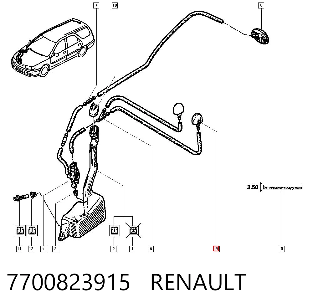 Do koszyka Dysza spryskiwacza szyby przedniej Renault Laguna I B56, 556
