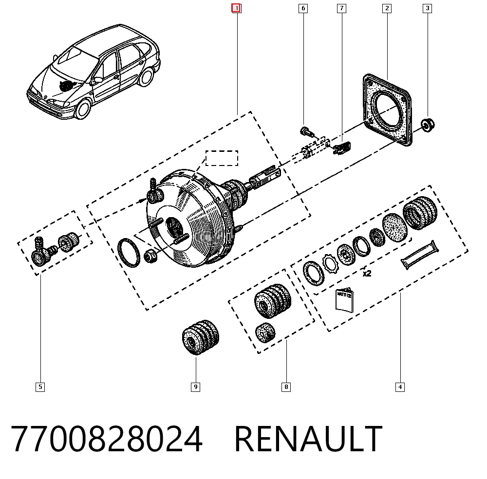 Wzmacniacz próżniowy hamulców do Renault Megane I LA0, LA1