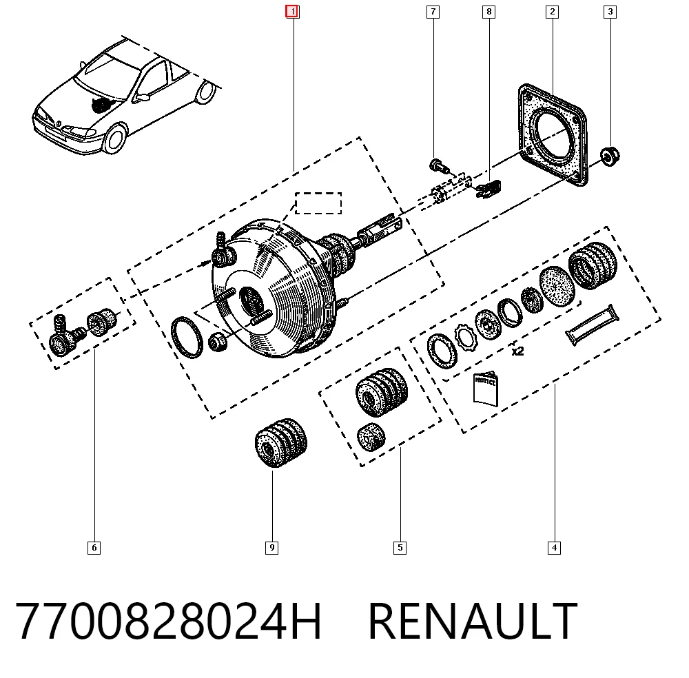 Wzmacniacz próżniowy hamulców Renault Megane I sedana (LA0, LA1) (1996 - 2003) cena, od 73,21 USD