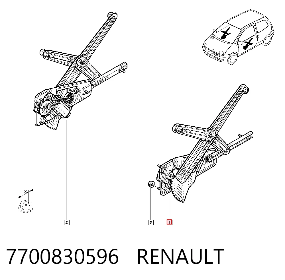  Mechanizm podnoszenia szyby drzwi przednich lewych Renault Twingo 1