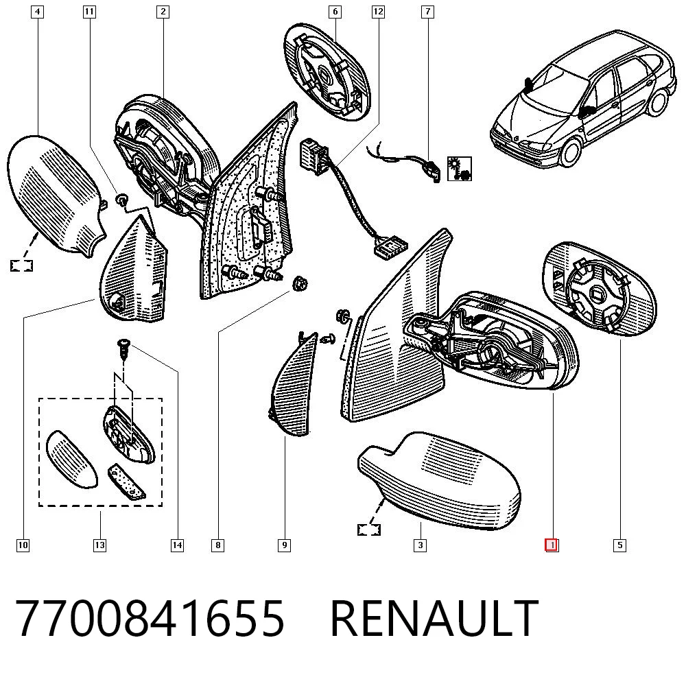 Do koszyka Lusterko wsteczne lewe Renault Clio II SB0