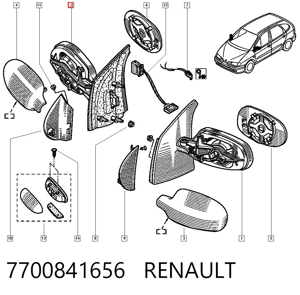 Lusterko wsteczne prawe Renault Scenic I minivan (JA0, JA1, FA0) (1999 - 2003) cena, od 42,56 USD