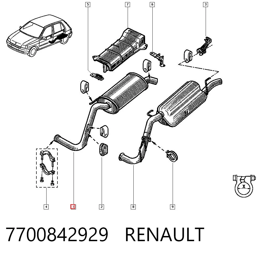  Tłumik, tylna część Renault Clio 1