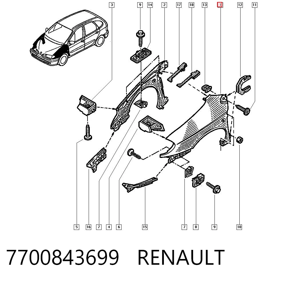 Kupić Błotnik przedni lewy Renault Megane JA0, JA1 w dobrej cenie