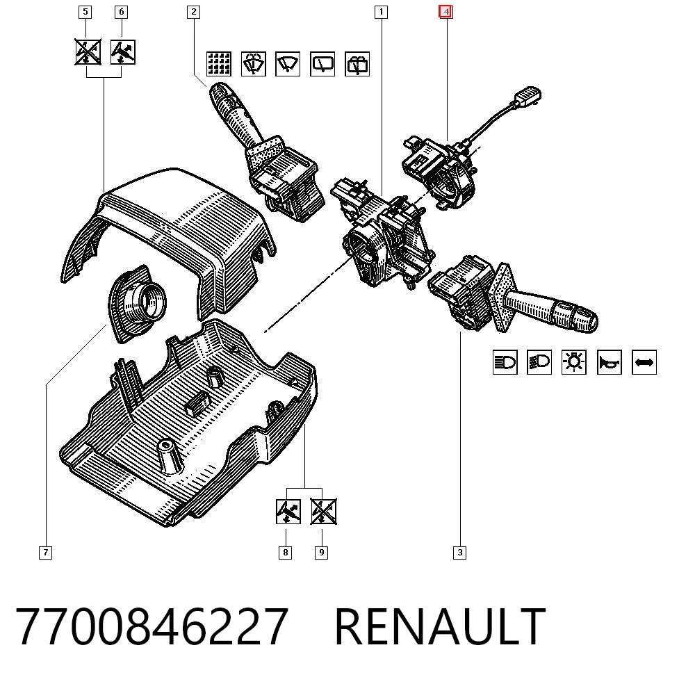 Pierścień kontaktowy AIRBAG, taśma kierownicy  do Renault Laguna I B56, 556