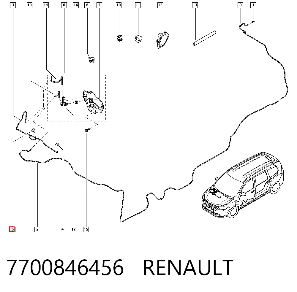 7700846456 Renault (RVI) Dysza spryskiwacza szyby przedniej