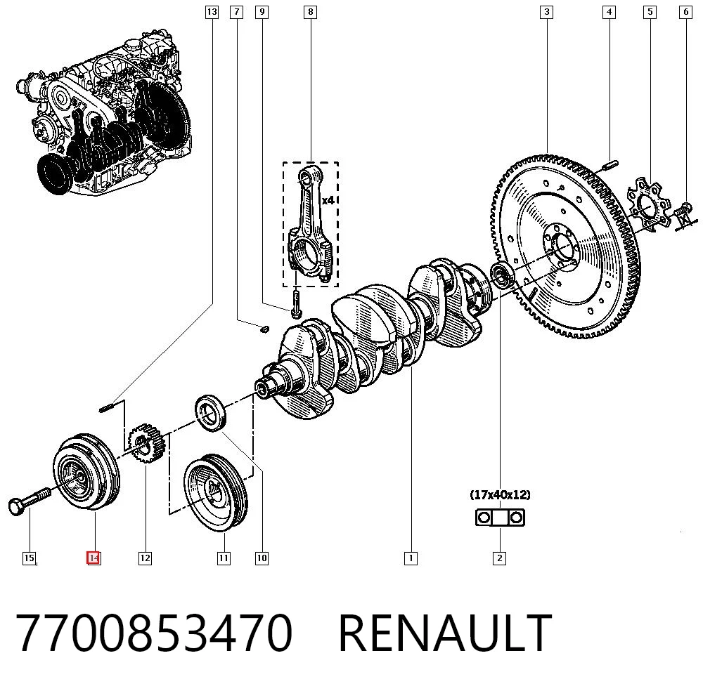 Koło pasowe wału korbowego do Renault 25  B29