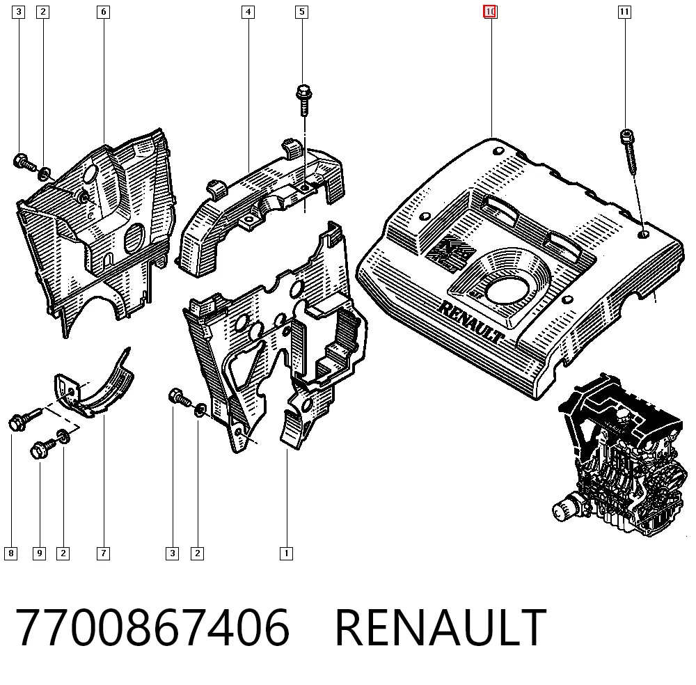 Pokrywa silnika dekoracyjna do Renault Laguna I B56, 556