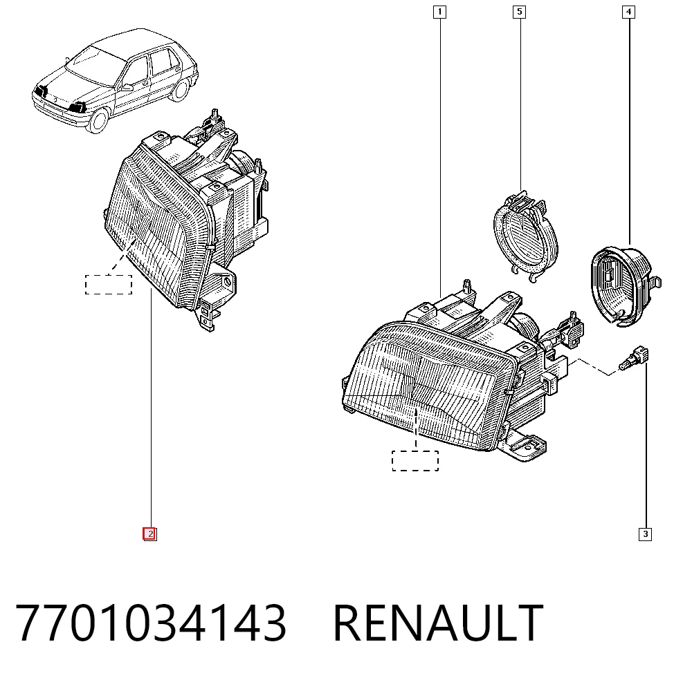 Reflektor prawy do Renault Clio I BC57, 5357