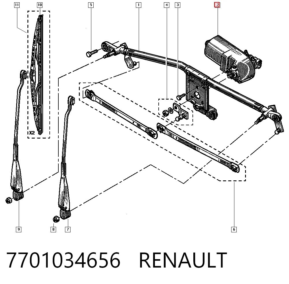 Do koszyka Silniczek wycieraczki szyby przedniej Renault Clio I BC57, 5357