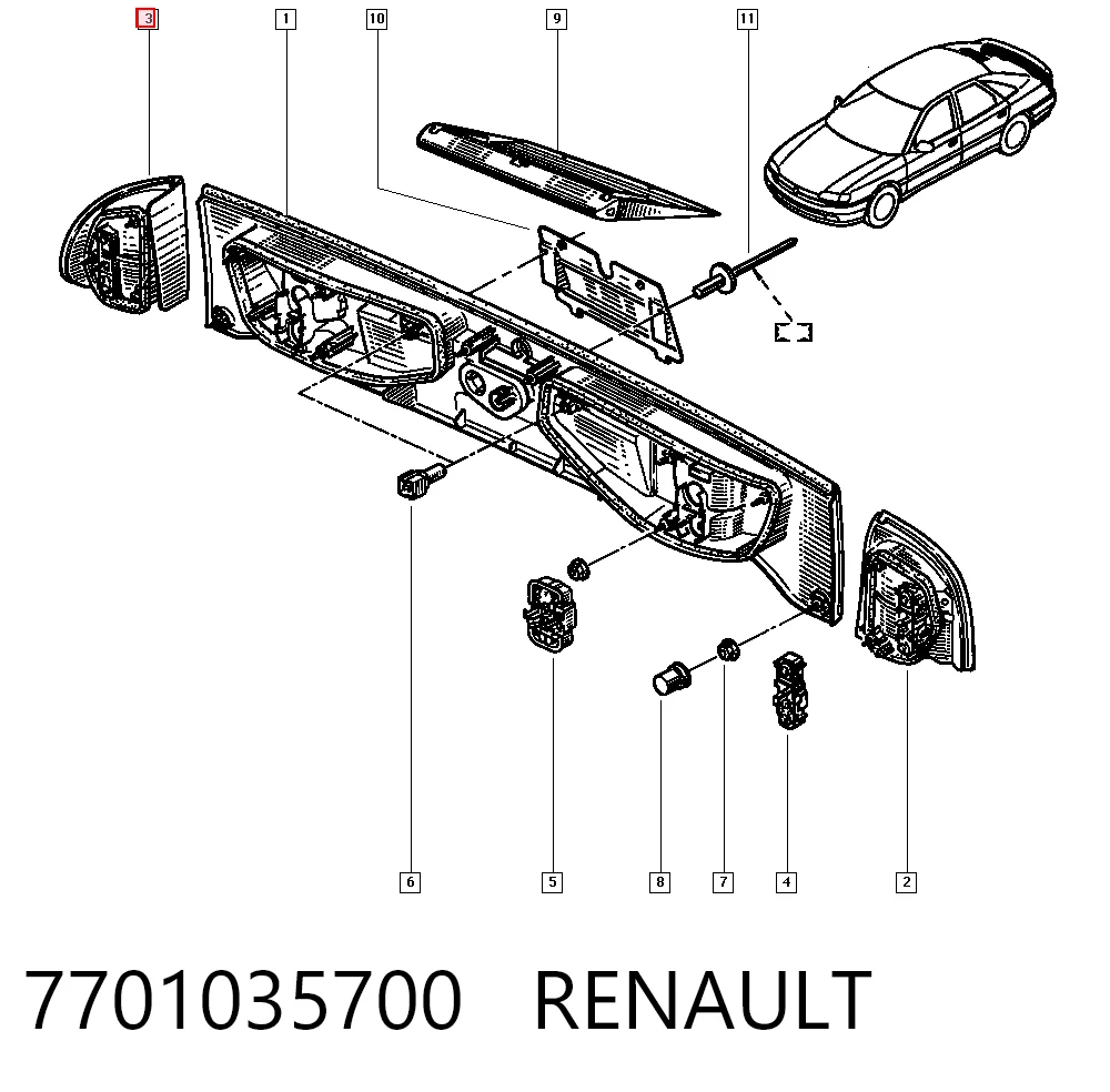 Lampa zespolona tylna prawa do Renault Safrane I B54