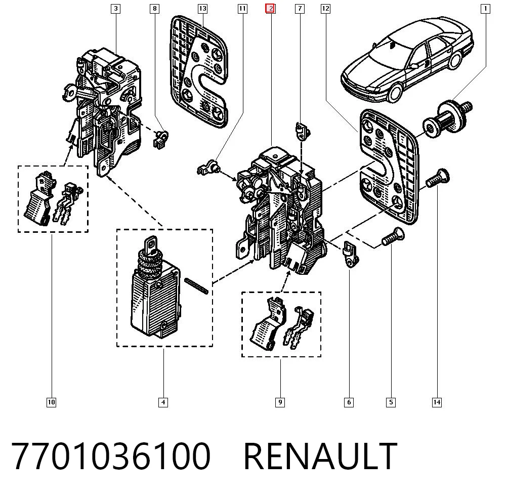 Zamek drzwi przednich lewych do Renault Safrane B54