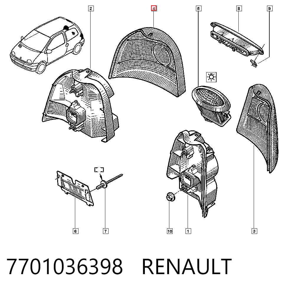 Lampa zespolona tylna prawa do Renault Twingo I C06
