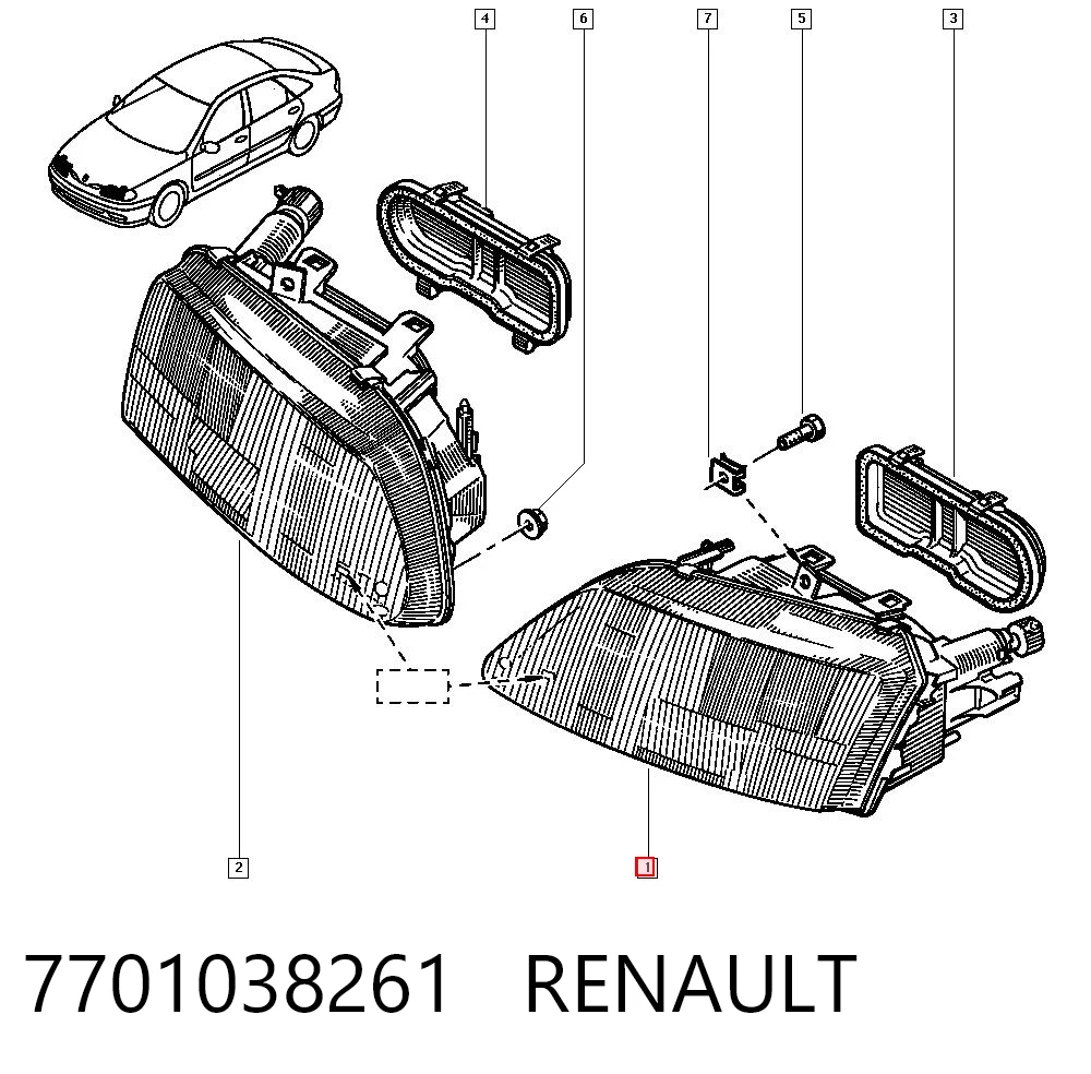 Do koszyka Reflektor lewy Renault Laguna I B56, 556