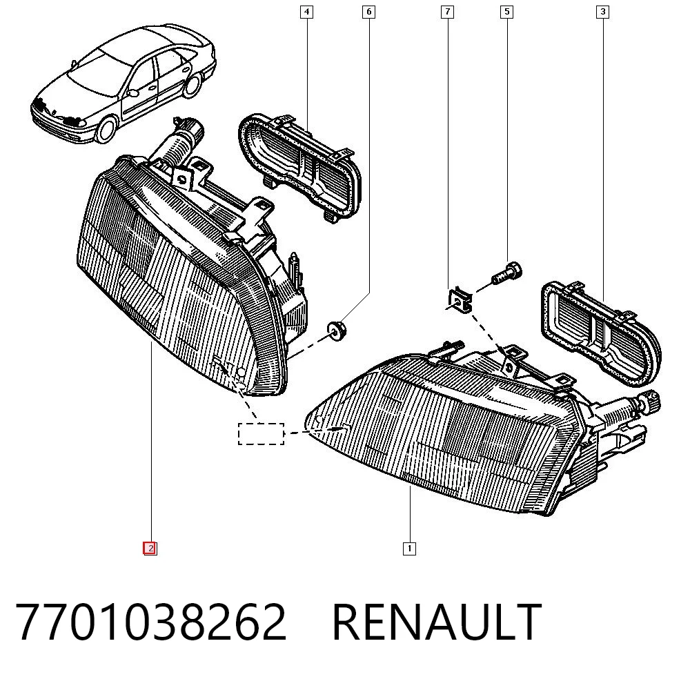 Do koszyka Reflektor prawy Renault Laguna I B56, 556