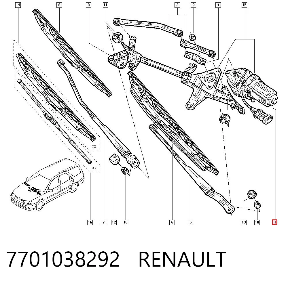 Silniczek wycieraczki szyby przedniej do Renault Laguna I B56, 556