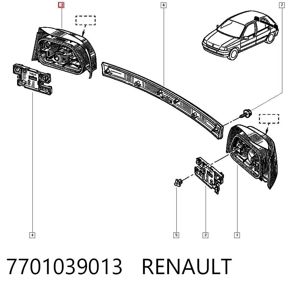 Lampa zespolona tylna prawa Renault Clio I hatchback (BC57, 5357) (1990 - 1998) cena, od 51,32 USD