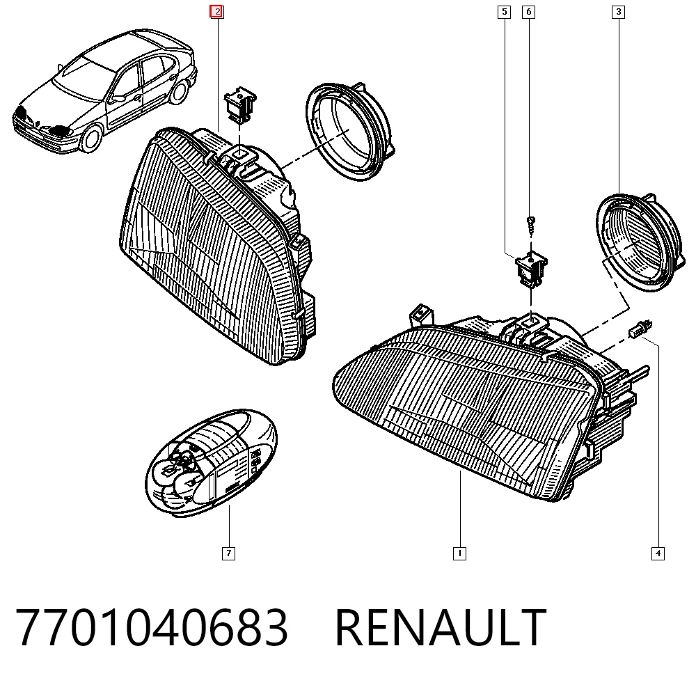 Reflektor prawy Renault Megane SCENIC