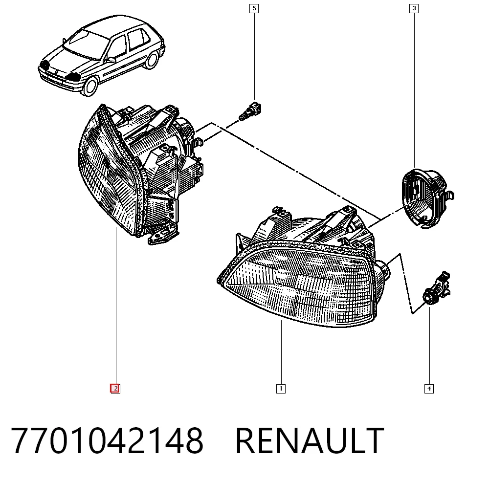Reflektor prawy Renault Clio I hatchback (BC57, 5357) (1990 - 1998) cena, od 66,72 USD