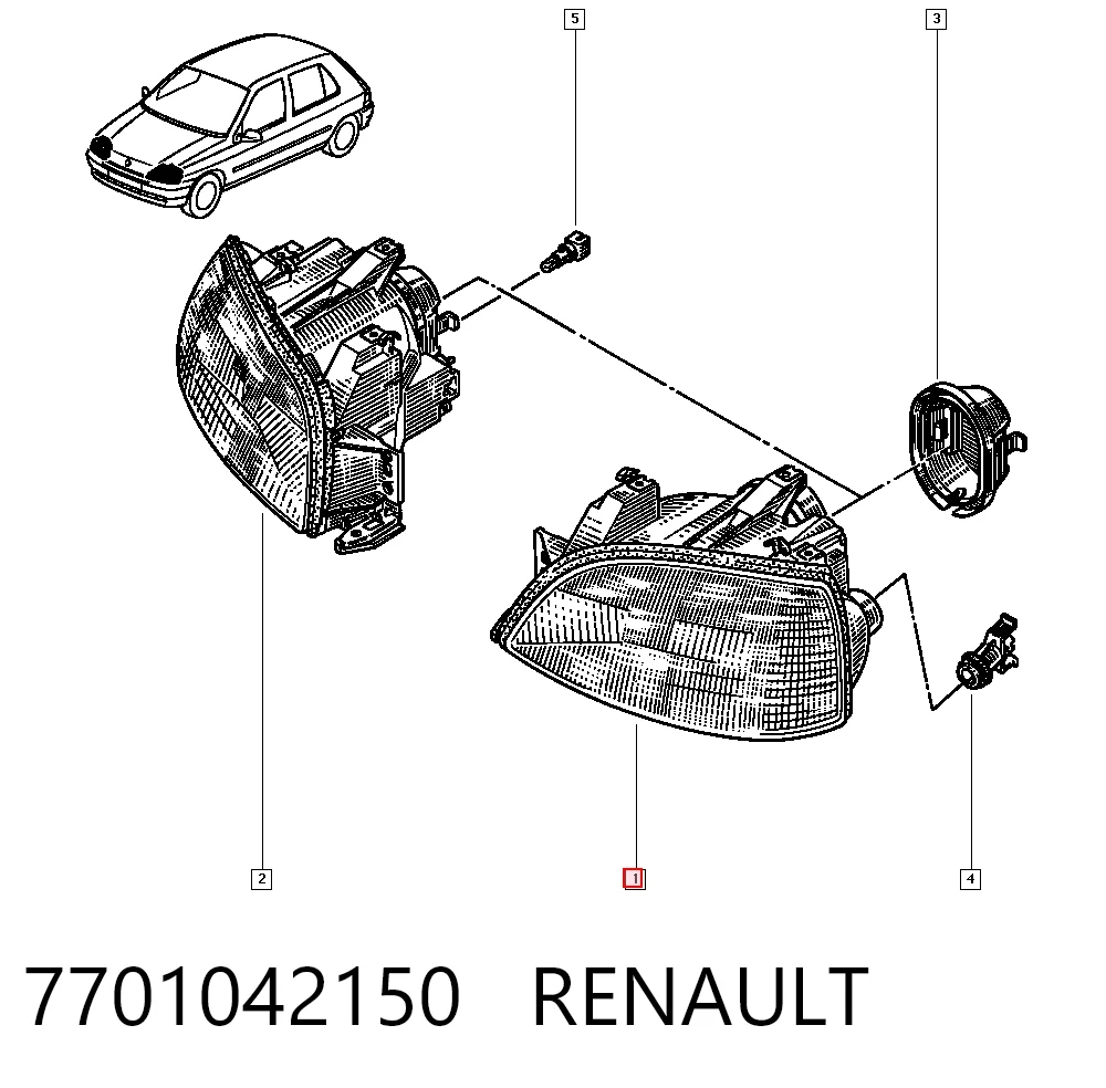 Reflektor lewy do Renault Clio I BC57, 5357