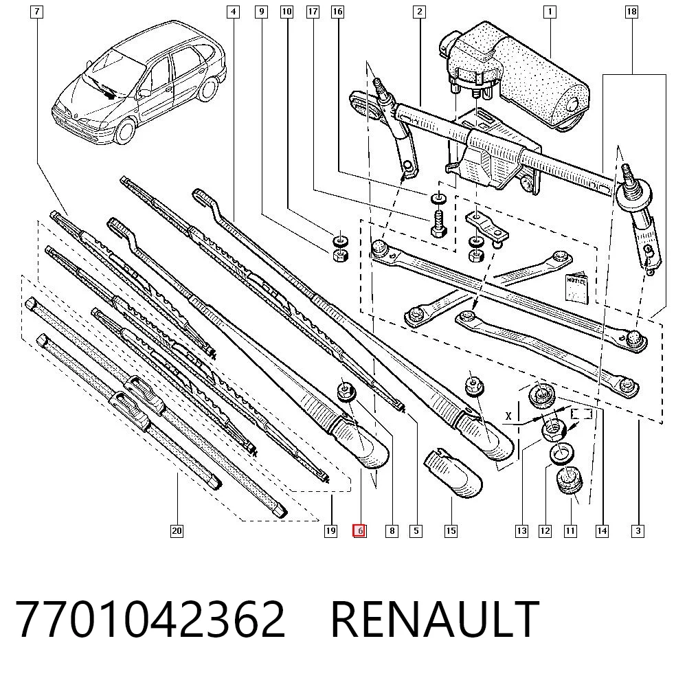 Ramię wycieraczki szyby przedniej do Renault Scenic I JA0, JA1, FA0