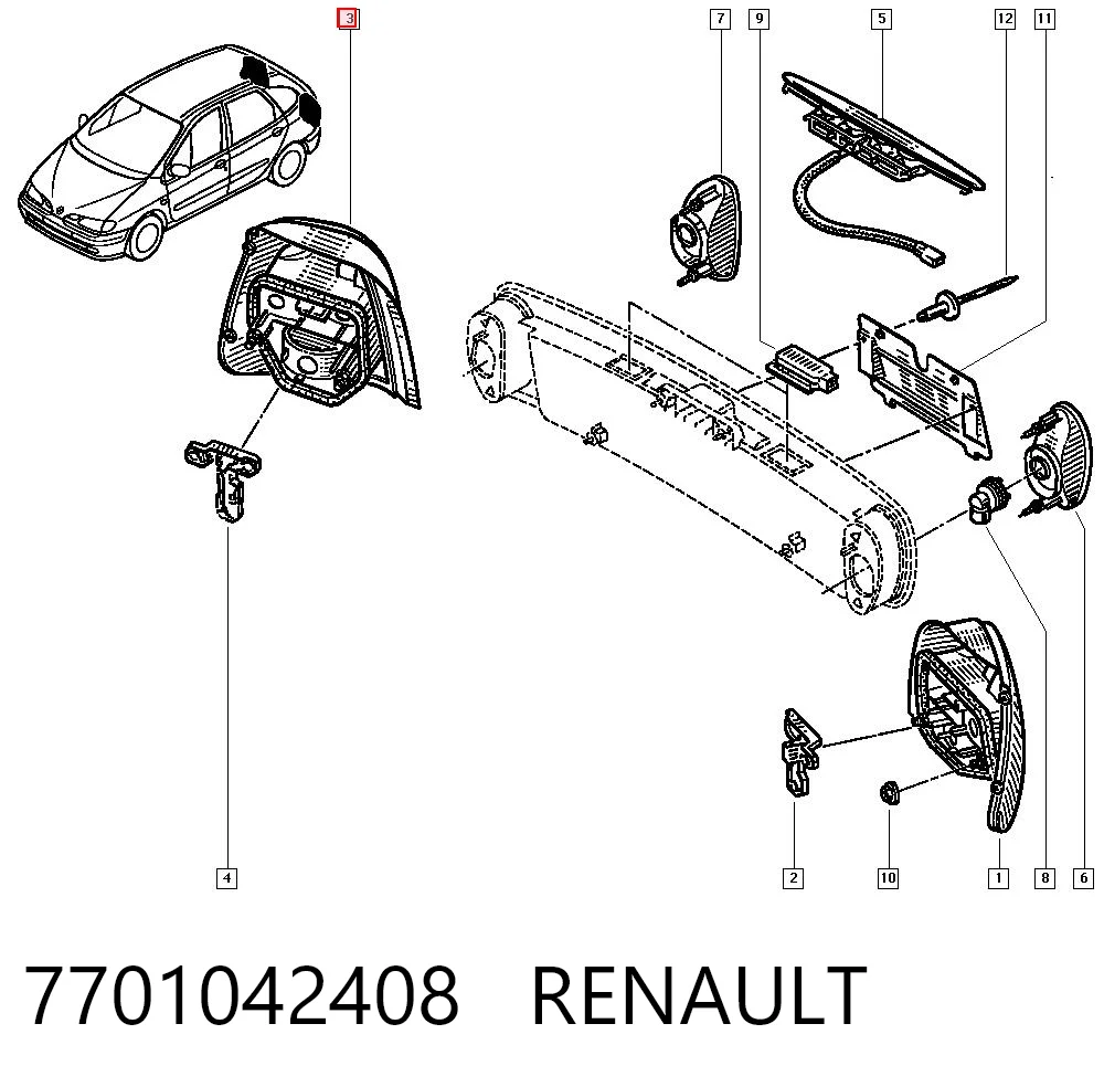 Lampa zespolona tylna prawa do Renault Megane SCENIC JA0, JA1