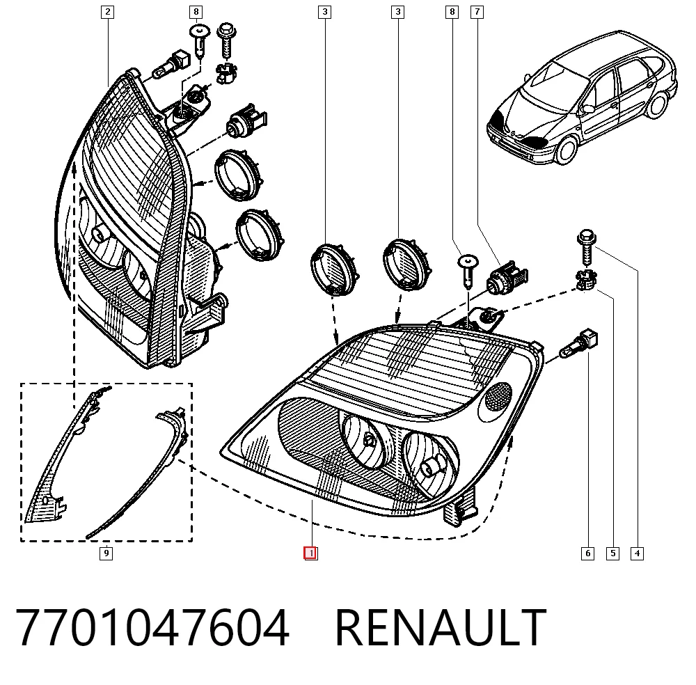  Reflektor lewy Renault Scenic 1