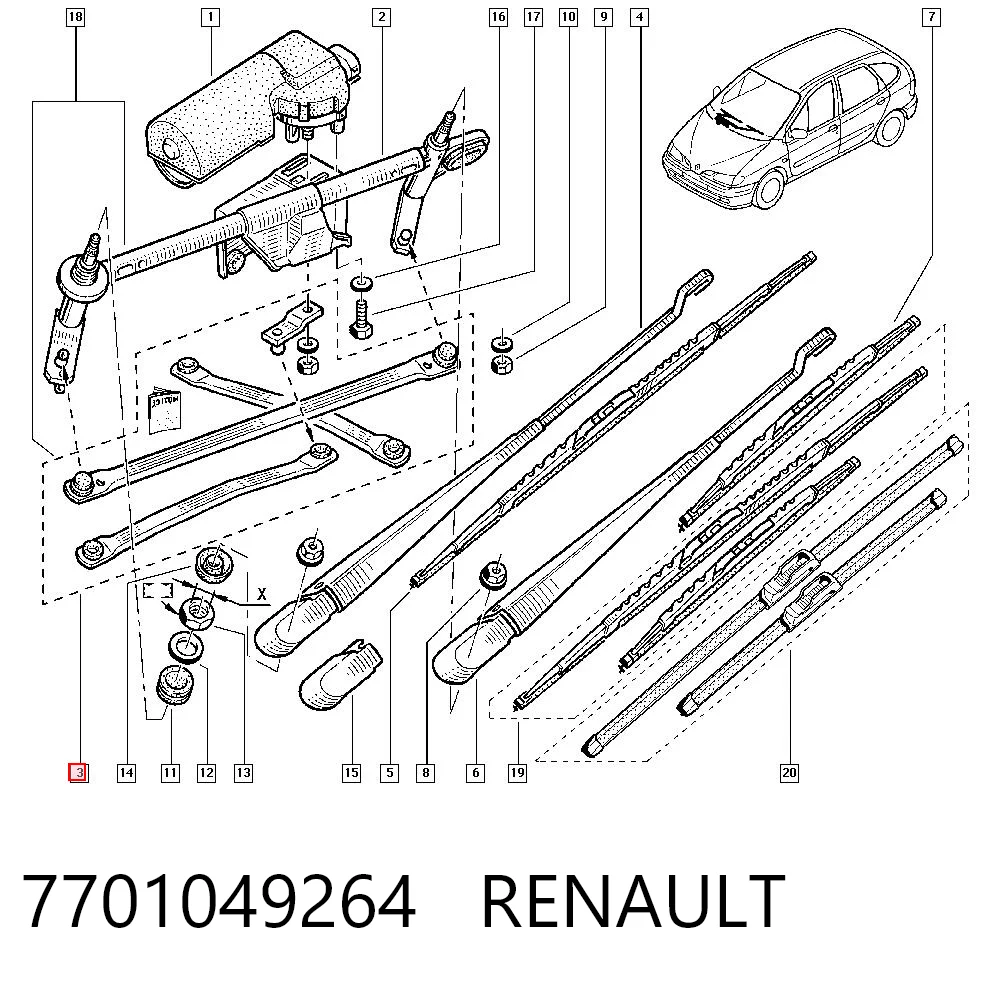 Kupić Mechanizm wycieraczek Renault Megane  JA0, JA1 w dobrej cenie