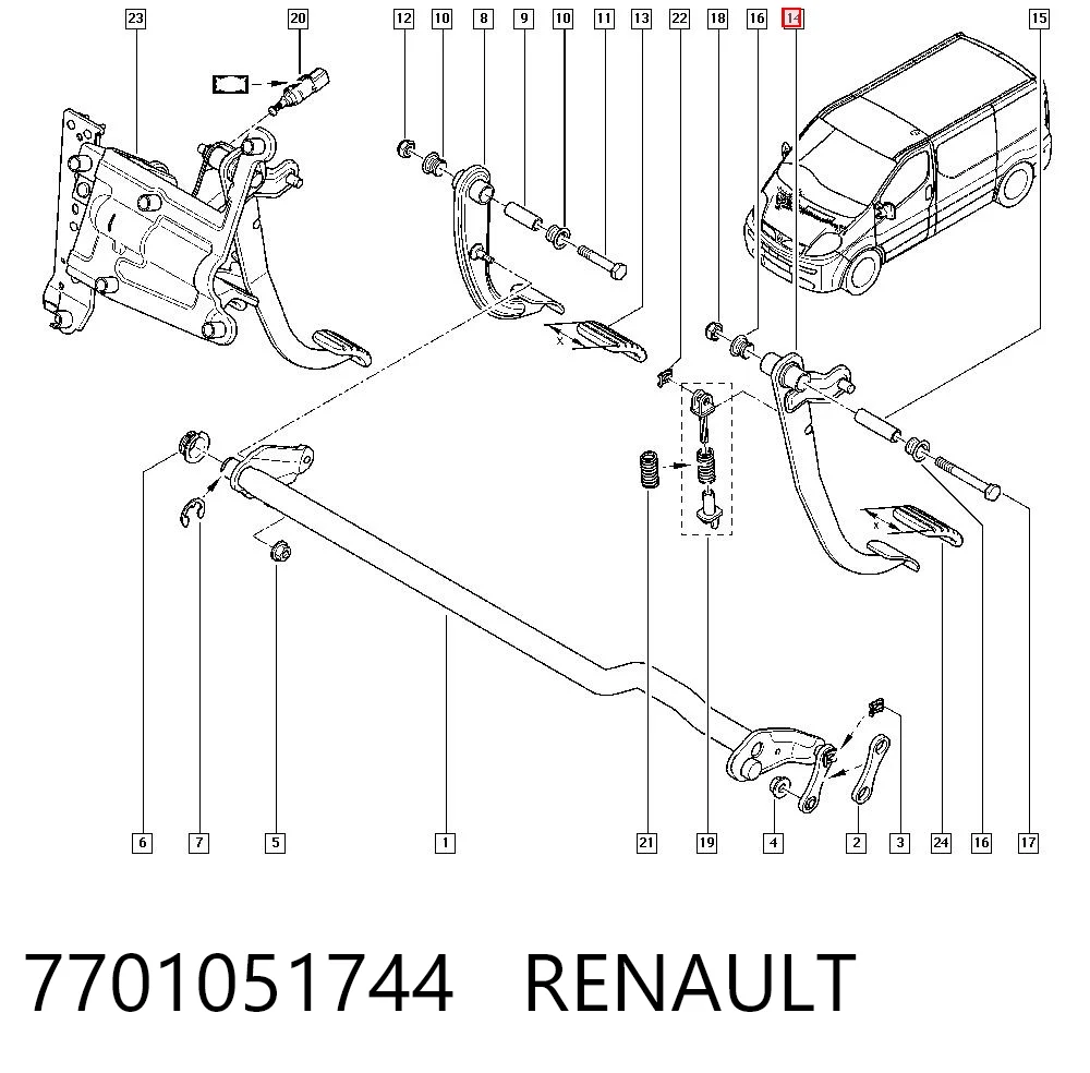 Pedał sprzęgła do Opel Vivaro F7