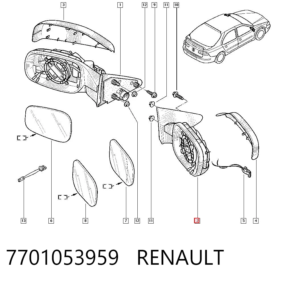 Lusterko wsteczne prawe Renault Laguna II