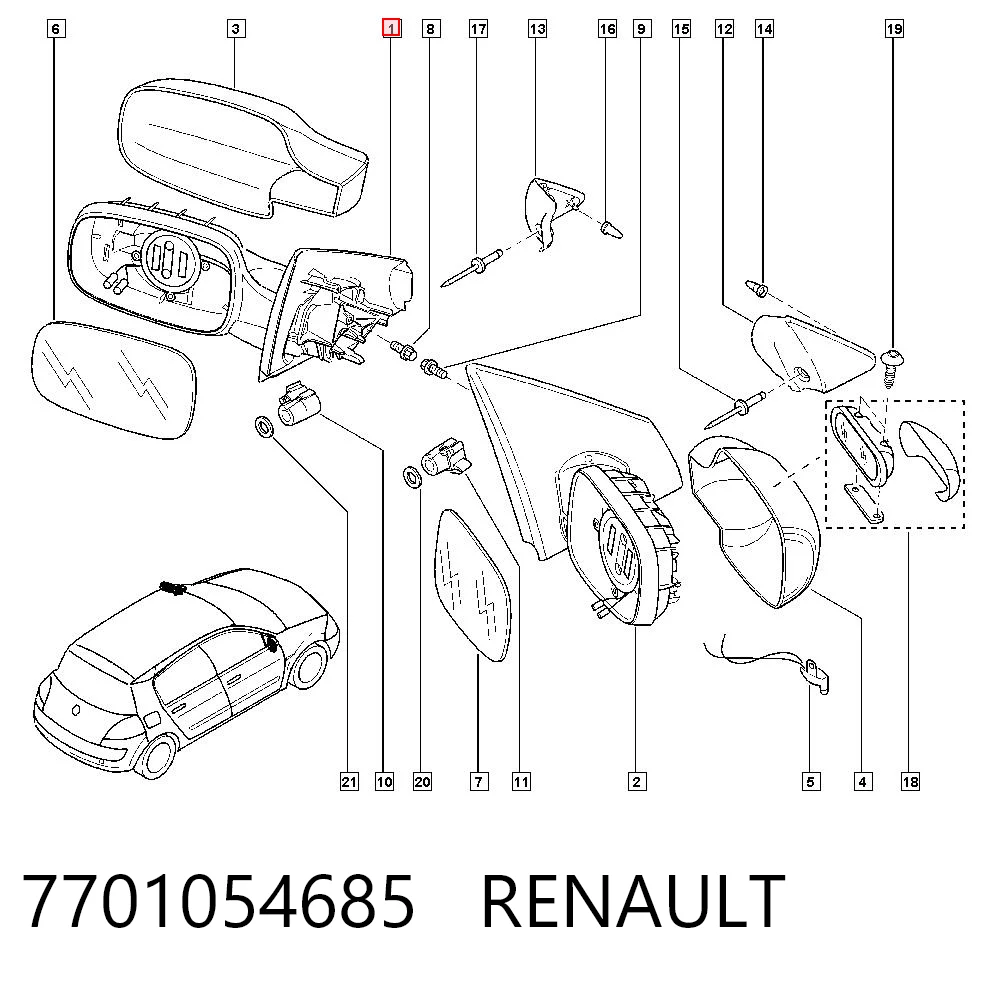 Lusterko wsteczne lewe Renault Megane II