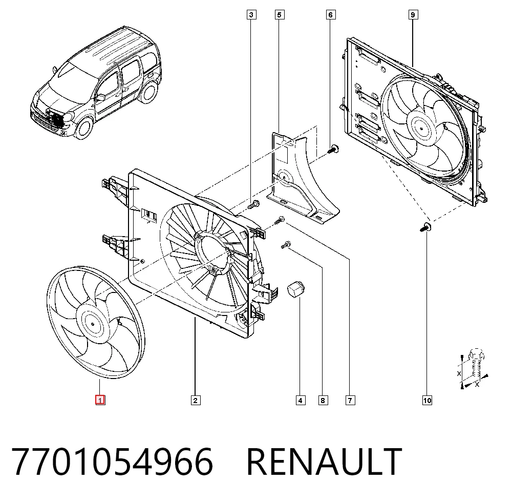Wentylator elektryczny układu chłodzenia kompletny (silnik+wirnik) Renault Scenic II