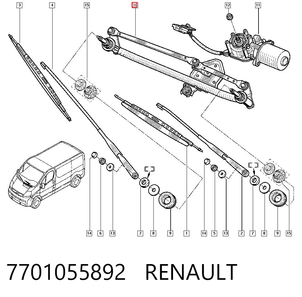 Mechanizm wycieraczek Renault Trafic II awangarda (FL) (2001 - 2014) cena, od 124,29 USD
