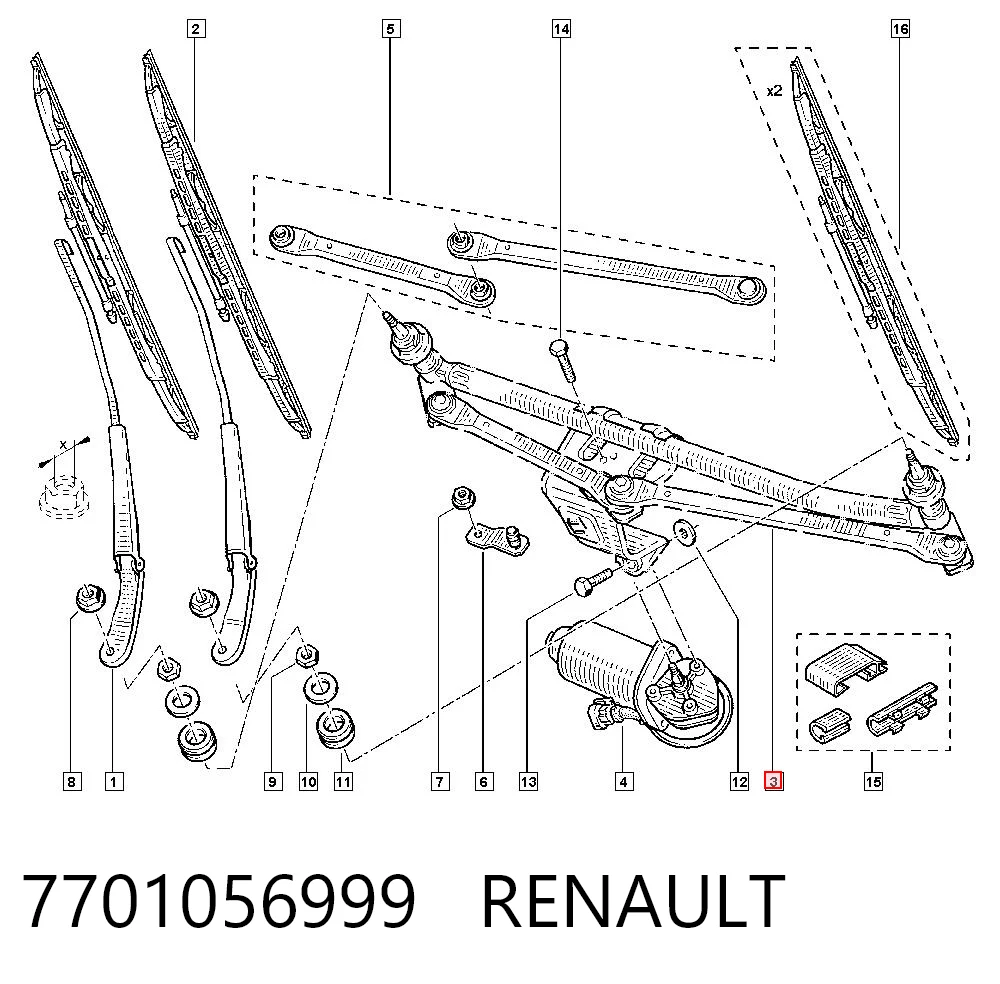 Mechanizm wycieraczek do Renault Master II HD, FD