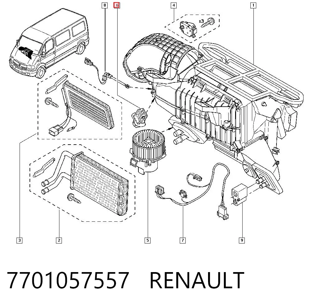 7701057557 Renault (RVI) Rezystor wentylatora nagrzewnicy (ogrzewacza kabiny)