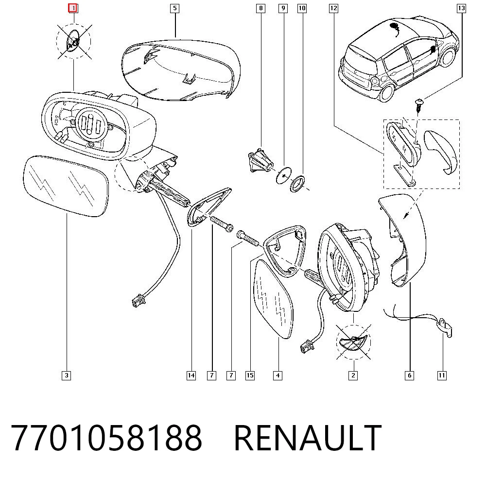 Kupić Lusterko wsteczne lewe Renault Modus  JP0 w dobrej cenie