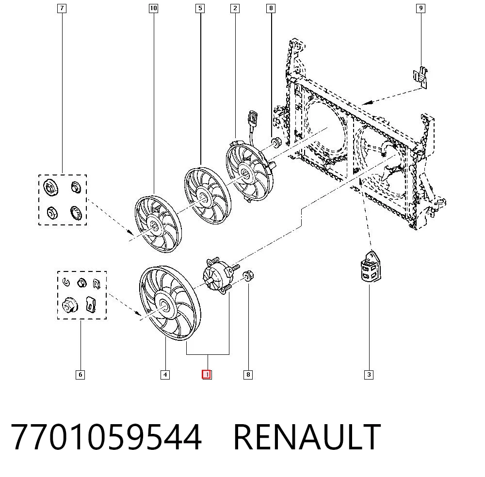 Do koszyka Wentylator elektryczny układu chłodzenia kompletny (silnik+wirnik) Renault Master II HD, FD